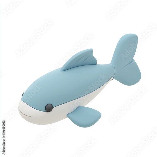 Adorable 3D Render of a Cartoon Dolphin:  A Cute Aquatic Creature in Light Blue Hues
