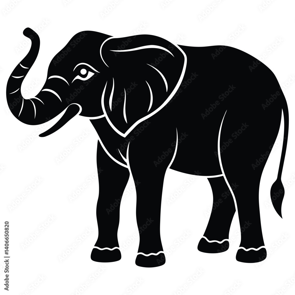 Obraz premium Big elephant vector illustration isolated silhouette