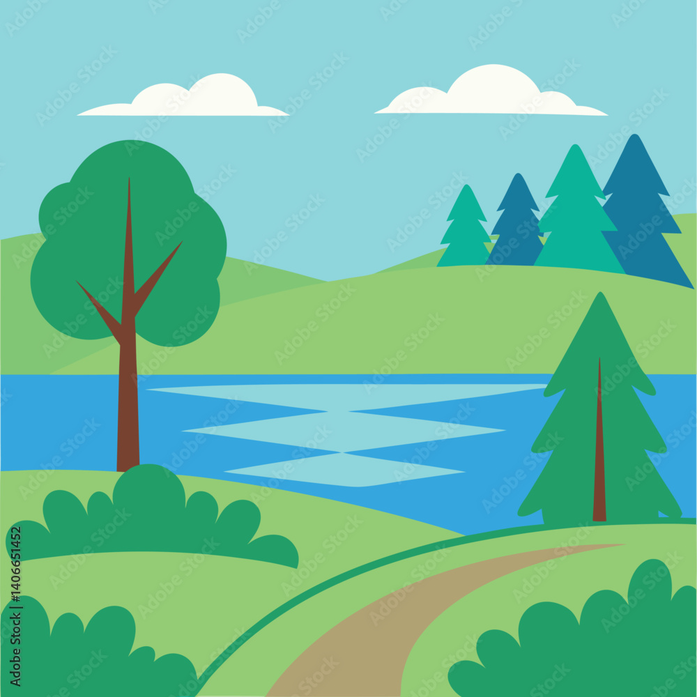 Fototapeta premium landscape with trees and mountains
