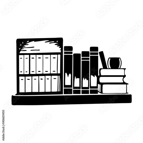 fiction section in library icon, fiction section in library vector,