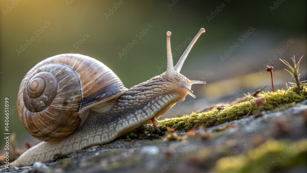 Close-up macro image showing a snail’s antennae reaching out, highlighting texture and detail. Suitable for nature photography, mollusk studies, and slow movement concepts. Close-up macro image showing a snail’s antennae reaching out, highlighting texture and detail. Suitable for nature photography, mollusk studies, and slow movement concepts.