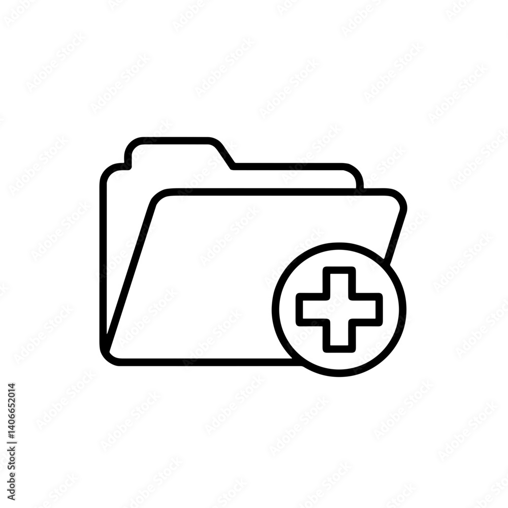 Folder icon with add symbol in a minimalist style Folder icon with add symbol in a minimalist style