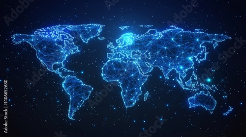 Wallpaper Mural Glowing Blue World Map Digital Network Connections Torontodigital.ca