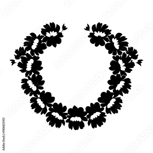 flower lei icon, flower lei silhouette vector illustration-simple silhouette illustration of flower lei, perfect for flower lei logos and icons