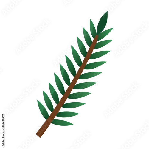 Pine branch vector icon on white background.