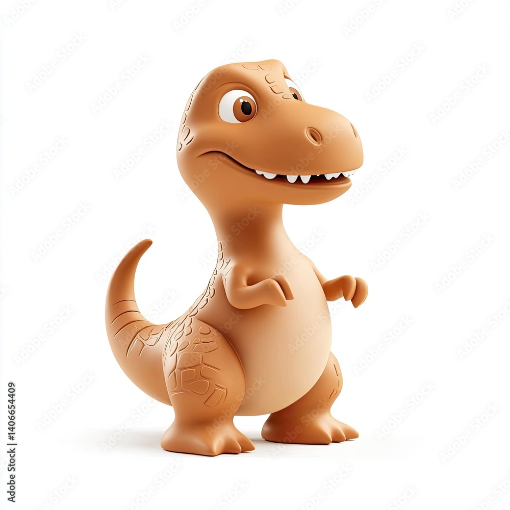 Adorable 3D Render of a Cartoon Baby Tyrannosaurus Rex Dinosaur Toy, Brown and Cute Adorable 3D Render of a Cartoon Baby Tyrannosaurus Rex Dinosaur Toy, Brown and Cute