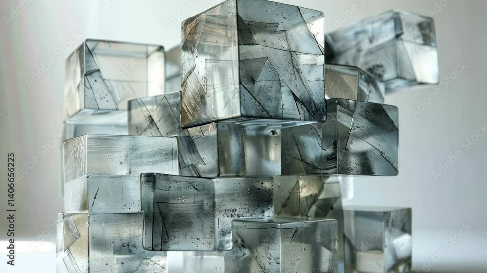 ransparent cubes layered on top of each other