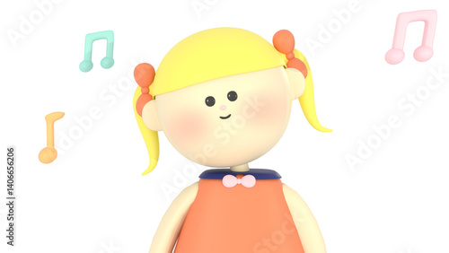 可愛い　女の子　イラスト　３D