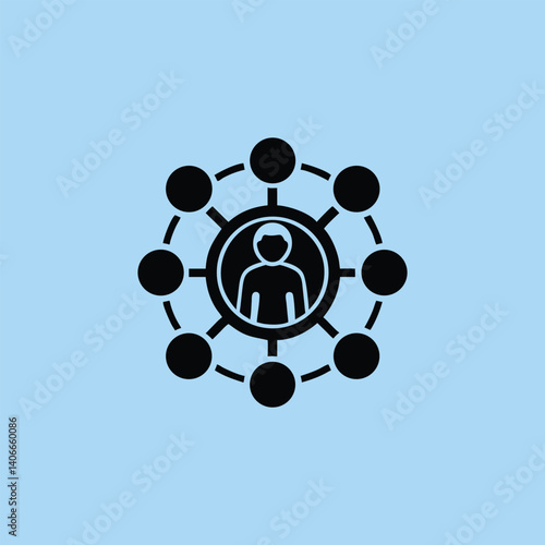 Person in Network Hub – Vector Illustration for Communication

