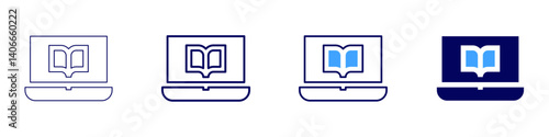 Laptop biodegradable icon in 4 different styles. Thin Line, Line, Bold Line, Duotone. Duotone style. Editable stroke