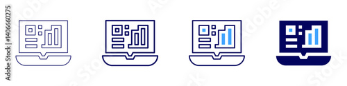 Laptop bootloader icon in 4 different styles. Thin Line, Line, Bold Line, Duotone. Duotone style. Editable stroke