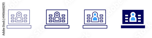 Laptop bootup icon in 4 different styles. Thin Line, Line, Bold Line, Duotone. Duotone style. Editable stroke