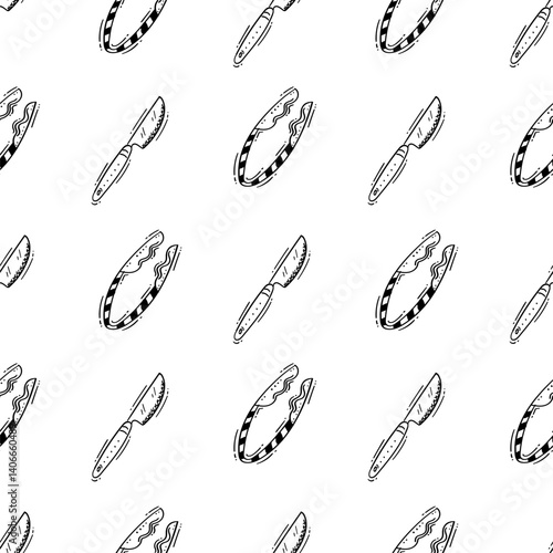 kitchen utensil pattern. kitchenware seamless pattern. doodle kitchen background