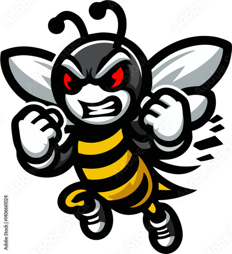 Angry bee mascot vector illustration 