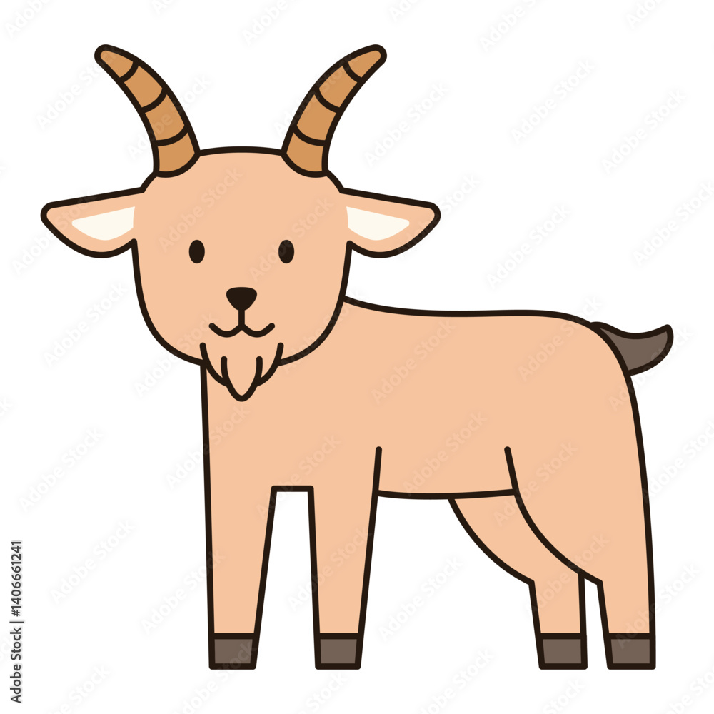 Obraz premium GOAT cute animal illustration farm domesticated pet doodle kawaii drawing Japanese style kiddy smile happy playful decorative element object isolated