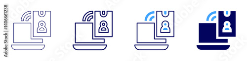 Laptop editions​ icon in 4 different styles. Thin Line, Line, Bold Line, Duotone. Duotone style. Editable stroke