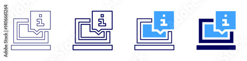 Laptop efficiency icon in 4 different styles. Thin Line, Line, Bold Line, Duotone. Duotone style. Editable stroke