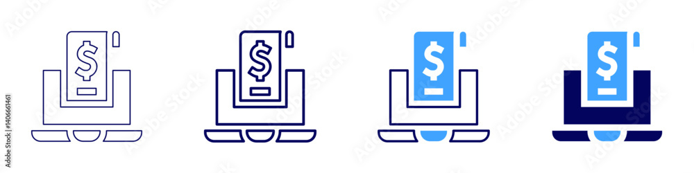 Laptop finance icon in 4 different styles. Thin Line, Line, Bold Line, Duotone. Duotone style. Editable stroke Laptop finance icon in 4 different styles. Thin Line, Line, Bold Line, Duotone. Duotone style. Editable stroke