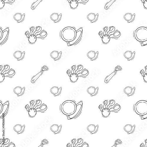 kitchen utensil pattern. kitchenware seamless pattern. doodle kitchen background