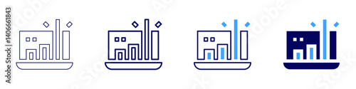 Laptop habit icon in 4 different styles. Thin Line, Line, Bold Line, Duotone. Duotone style. Editable stroke