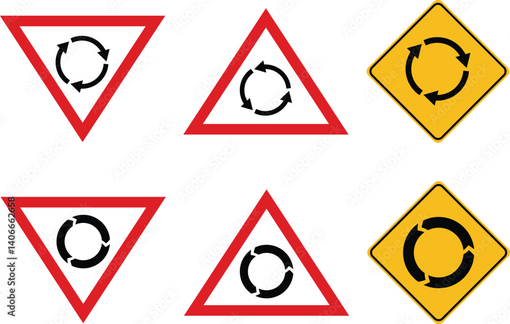 Roundabout Traffic Signs Warning and Information. Roundabout Traffic Signs Warning and Information.