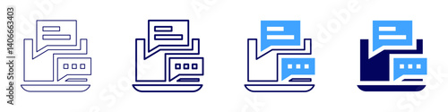 Laptop initiation icon in 4 different styles. Thin Line, Line, Bold Line, Duotone. Duotone style. Editable stroke