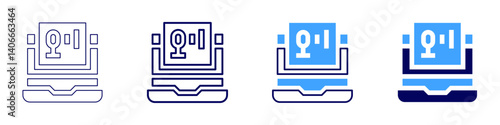 Laptop inverter icon in 4 different styles. Thin Line, Line, Bold Line, Duotone. Duotone style. Editable stroke
