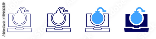 Laptop manuals​ icon in 4 different styles. Thin Line, Line, Bold Line, Duotone. Duotone style. Editable stroke