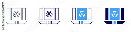 Laptop modes icon in 4 different styles. Thin Line, Line, Bold Line, Duotone. Duotone style. Editable stroke