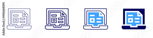 Laptop modding icon in 4 different styles. Thin Line, Line, Bold Line, Duotone. Duotone style. Editable stroke