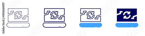 Laptop module icon in 4 different styles. Thin Line, Line, Bold Line, Duotone. Duotone style. Editable stroke