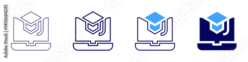 Laptop overheating icon in 4 different styles. Thin Line, Line, Bold Line, Duotone. Duotone style. Editable stroke