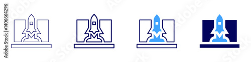 Laptop panel icon in 4 different styles. Thin Line, Line, Bold Line, Duotone. Duotone style. Editable stroke