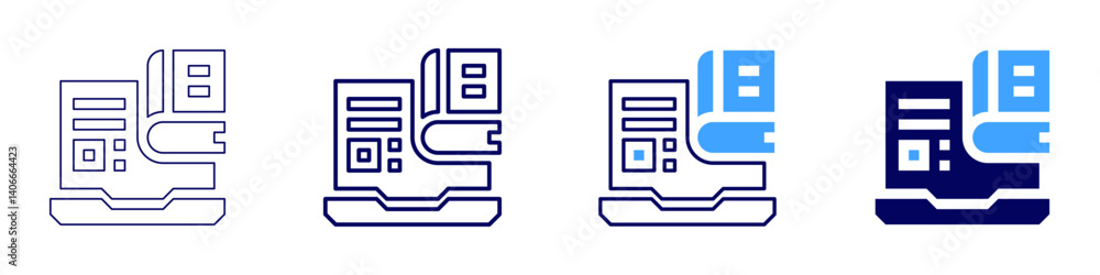 Laptop podcast icon in 4 different styles. Thin Line, Line, Bold Line, Duotone. Duotone style. Editable stroke Laptop podcast icon in 4 different styles. Thin Line, Line, Bold Line, Duotone. Duotone style. Editable stroke