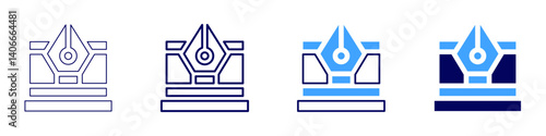 Laptop powerbank icon in 4 different styles. Thin Line, Line, Bold Line, Duotone. Duotone style. Editable stroke