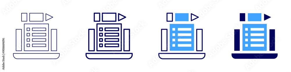 Laptop producer icon in 4 different styles. Thin Line, Line, Bold Line, Duotone. Duotone style. Editable stroke Laptop producer icon in 4 different styles. Thin Line, Line, Bold Line, Duotone. Duotone style. Editable stroke