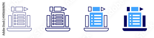 Laptop producer icon in 4 different styles. Thin Line, Line, Bold Line, Duotone. Duotone style. Editable stroke