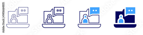 Laptop refinish icon in 4 different styles. Thin Line, Line, Bold Line, Duotone. Duotone style. Editable stroke