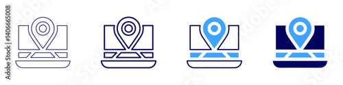 Laptop revision icon in 4 different styles. Thin Line, Line, Bold Line, Duotone. Duotone style. Editable stroke
