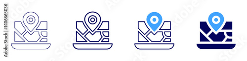 Laptop sandbox icon in 4 different styles. Thin Line, Line, Bold Line, Duotone. Duotone style. Editable stroke