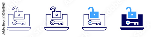 Laptop roaming icon in 4 different styles. Thin Line, Line, Bold Line, Duotone. Duotone style. Editable stroke