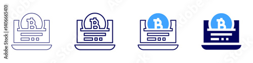 Laptop sticker icon in 4 different styles. Thin Line, Line, Bold Line, Duotone. Duotone style. Editable stroke