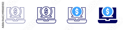 Laptop station icon in 4 different styles. Thin Line, Line, Bold Line, Duotone. Duotone style. Editable stroke