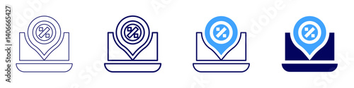 Laptop stream icon in 4 different styles. Thin Line, Line, Bold Line, Duotone. Duotone style. Editable stroke