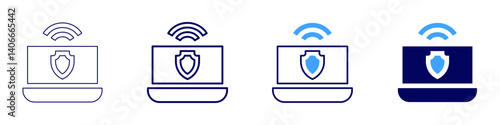 Laptop stripe icon in 4 different styles. Thin Line, Line, Bold Line, Duotone. Duotone style. Editable stroke