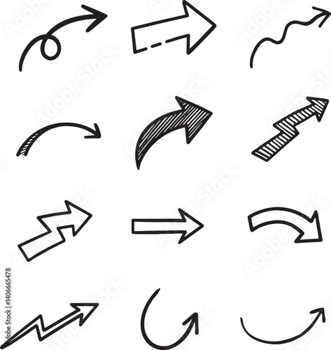 Set of arrow handdrawn icon