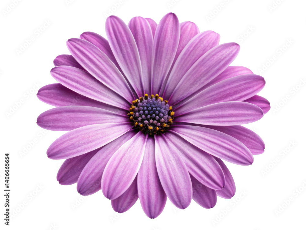 Obraz premium beautiful daisy flower with vibrant purple petals showcases nature elegance and charm. Its delicate structure captivates eye and uplifts spirit