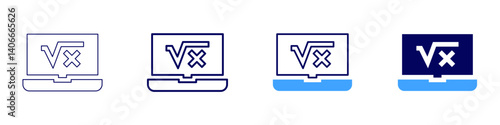 Laptop tester icon in 4 different styles. Thin Line, Line, Bold Line, Duotone. Duotone style. Editable stroke
