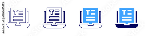Laptop thesis icon in 4 different styles. Thin Line, Line, Bold Line, Duotone. Duotone style. Editable stroke