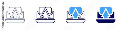 Laptop tethering icon in 4 different styles. Thin Line, Line, Bold Line, Duotone. Duotone style. Editable stroke